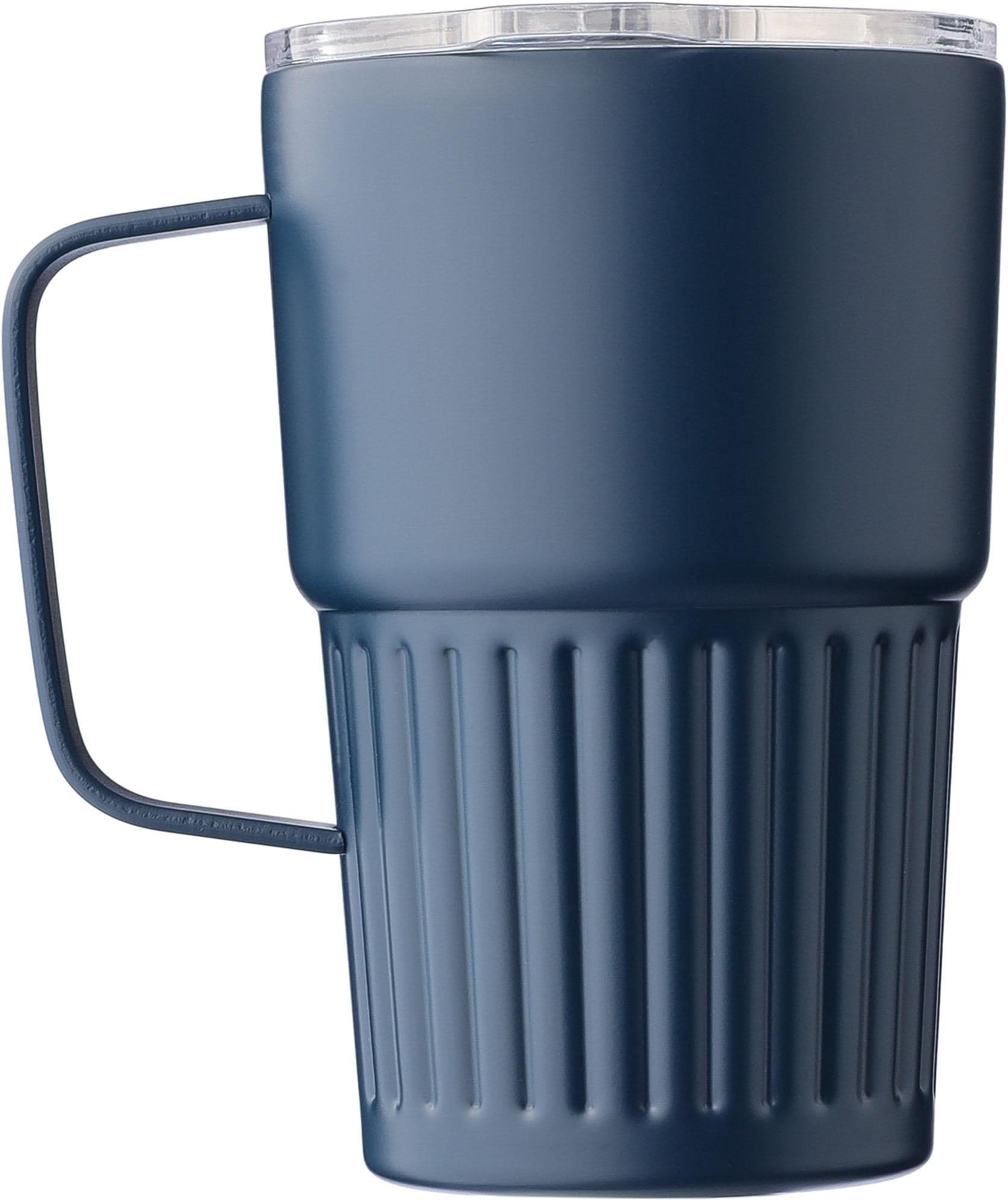 Recycelter Edelstahl-Reisebecher mit doppelter Wand (450 ml) von Calo
