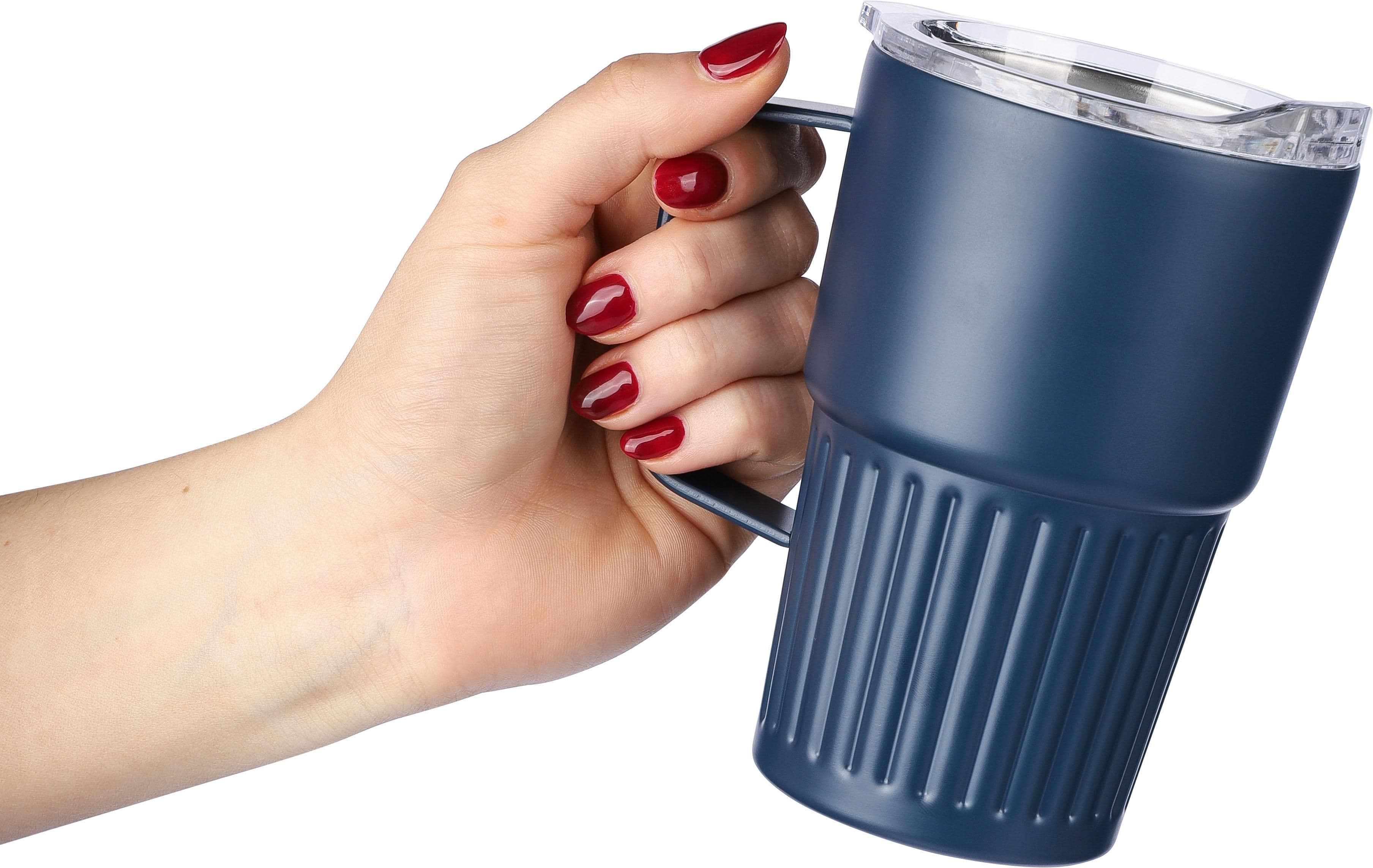 Recycelter Edelstahl-Reisebecher mit doppelter Wand (450 ml) von Calo