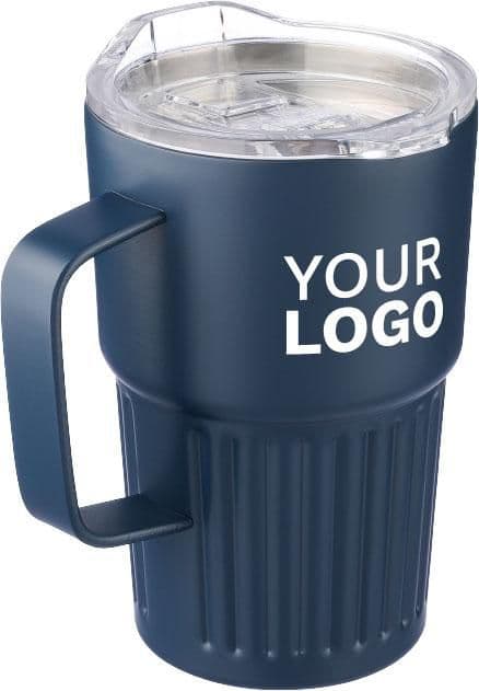 Recycelter Edelstahl-Reisebecher mit doppelter Wand (450 ml) von Calo