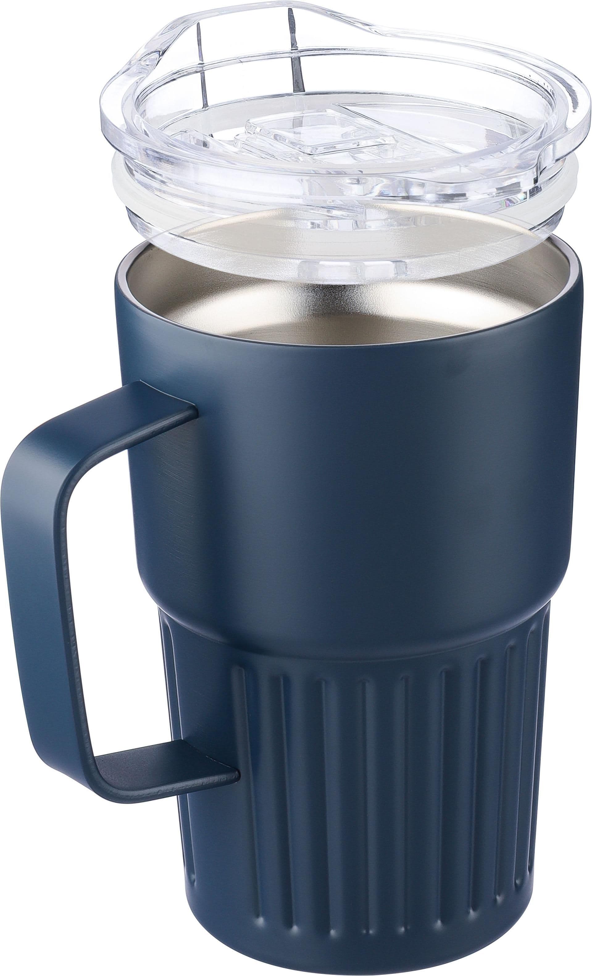 Recycelter Edelstahl-Reisebecher mit doppelter Wand (450 ml) von Calo
