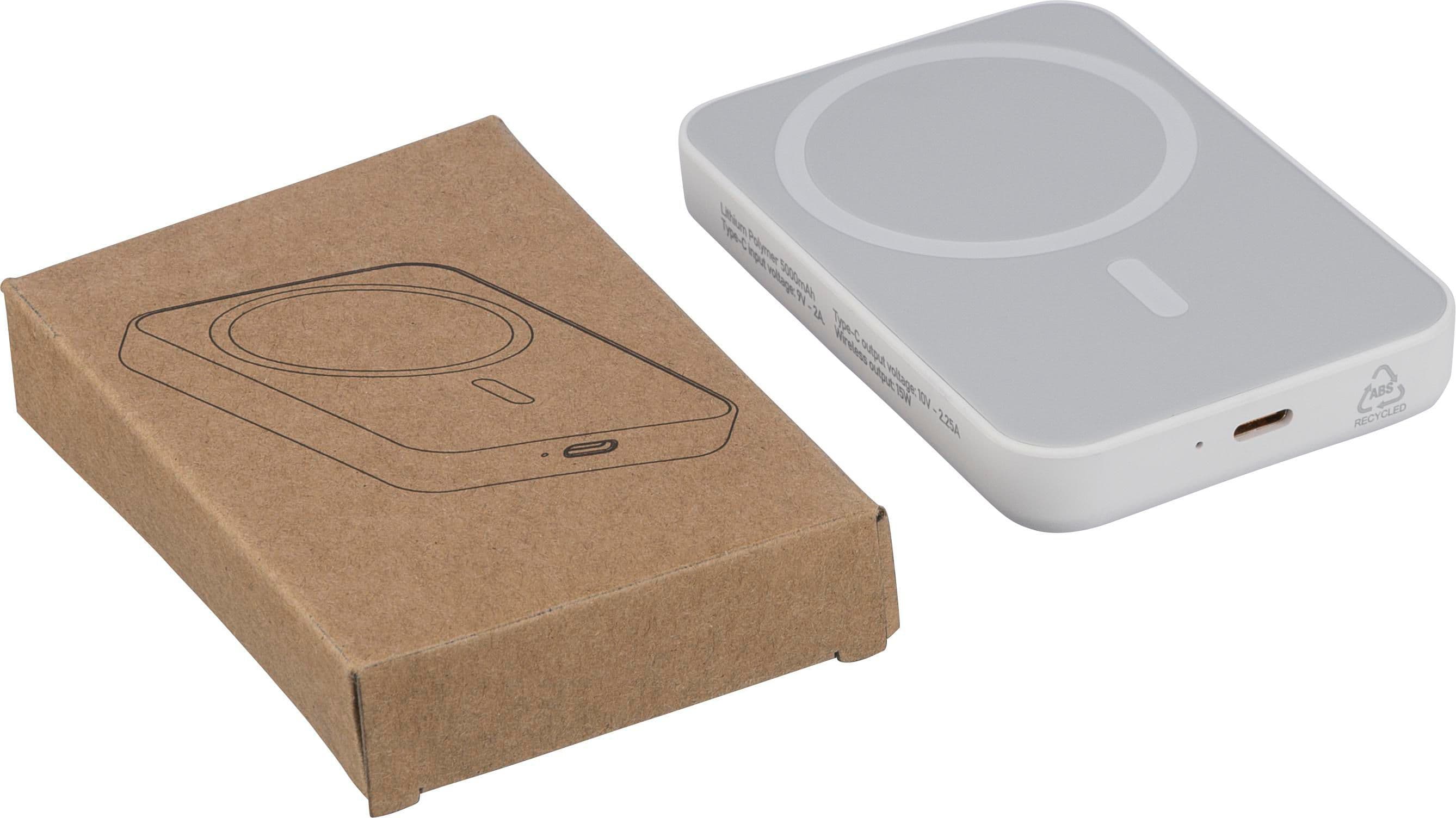 Recycelte ABS-Powerbank mit kabellosem Ladegerät Miren