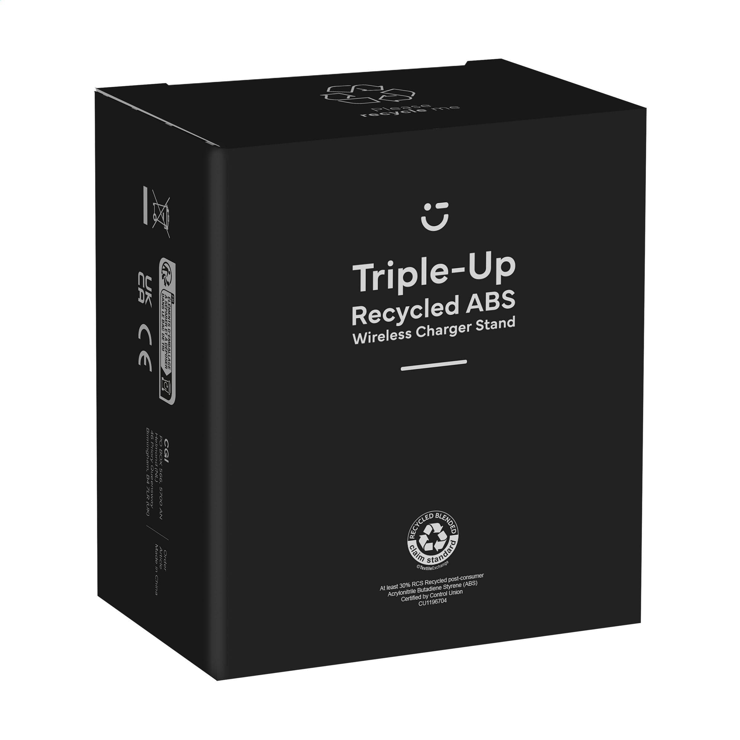 Triple-Up RCS Recycled ABS Wireless Charger Stand