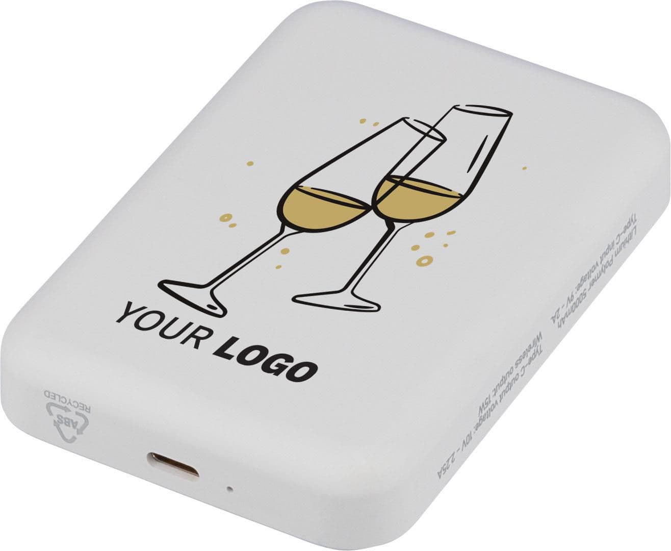 Recycelte ABS-Powerbank mit kabellosem Ladegerät Miren