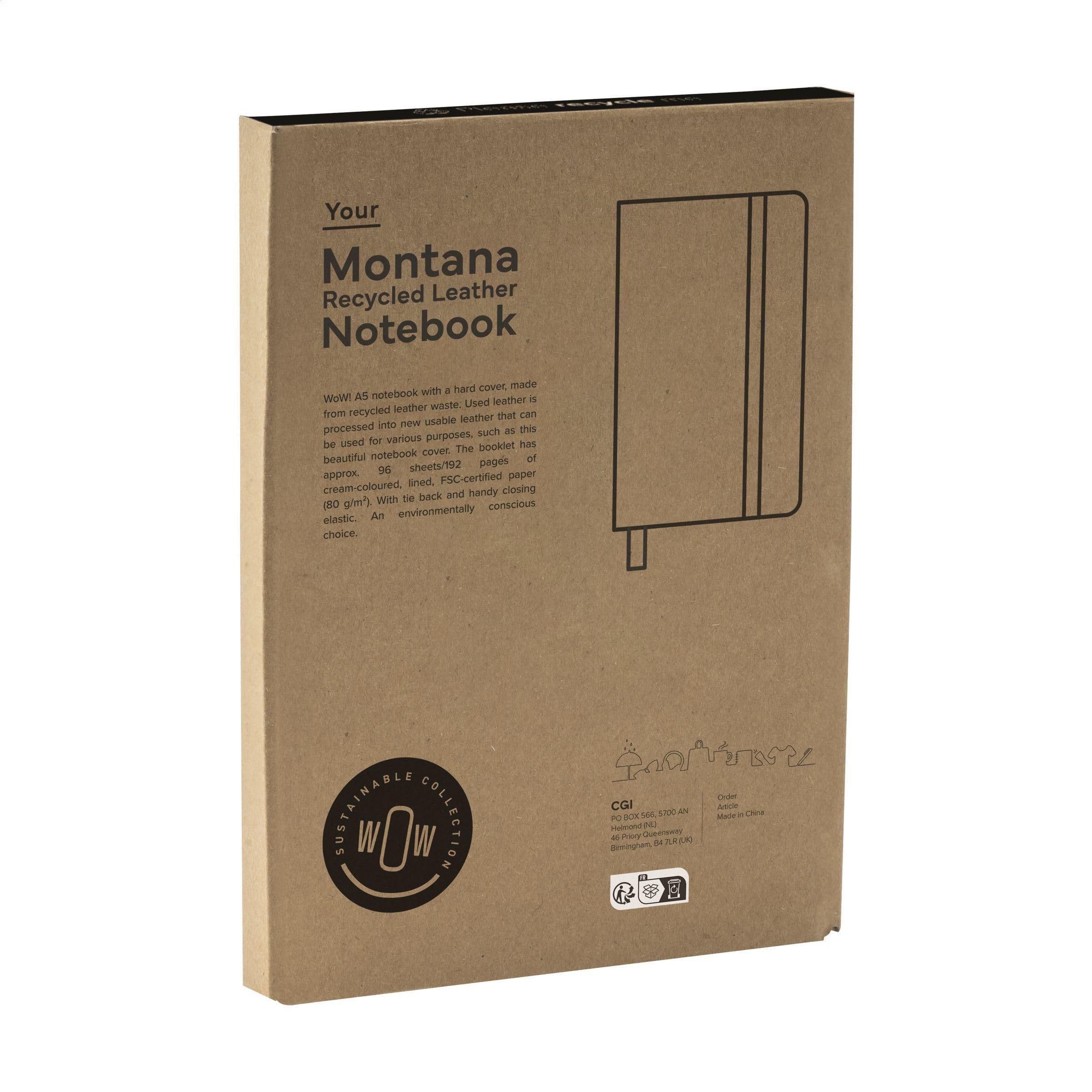Montana Recycled Leather Notebook A5