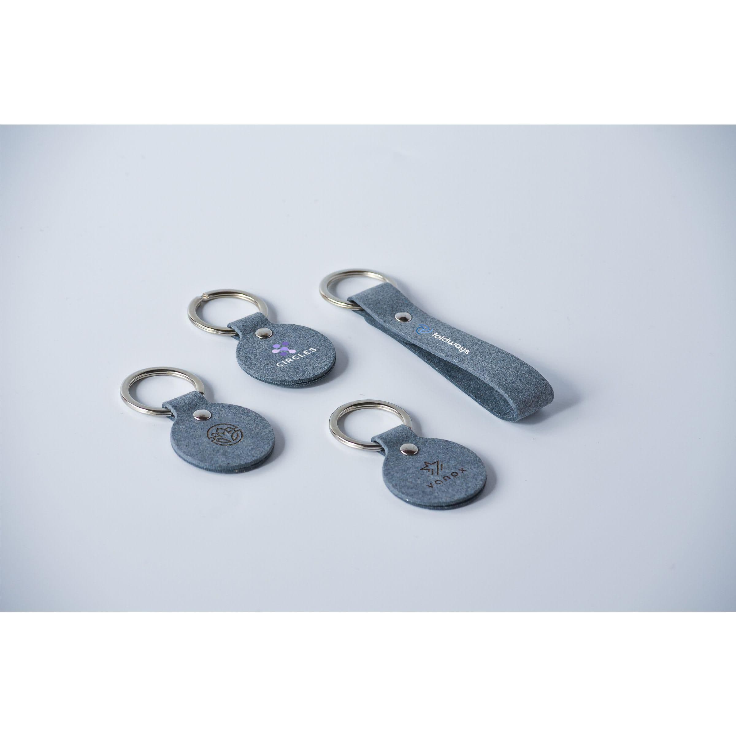 Recycled Denim Textile Keyring Round Schlüsselanhänger
